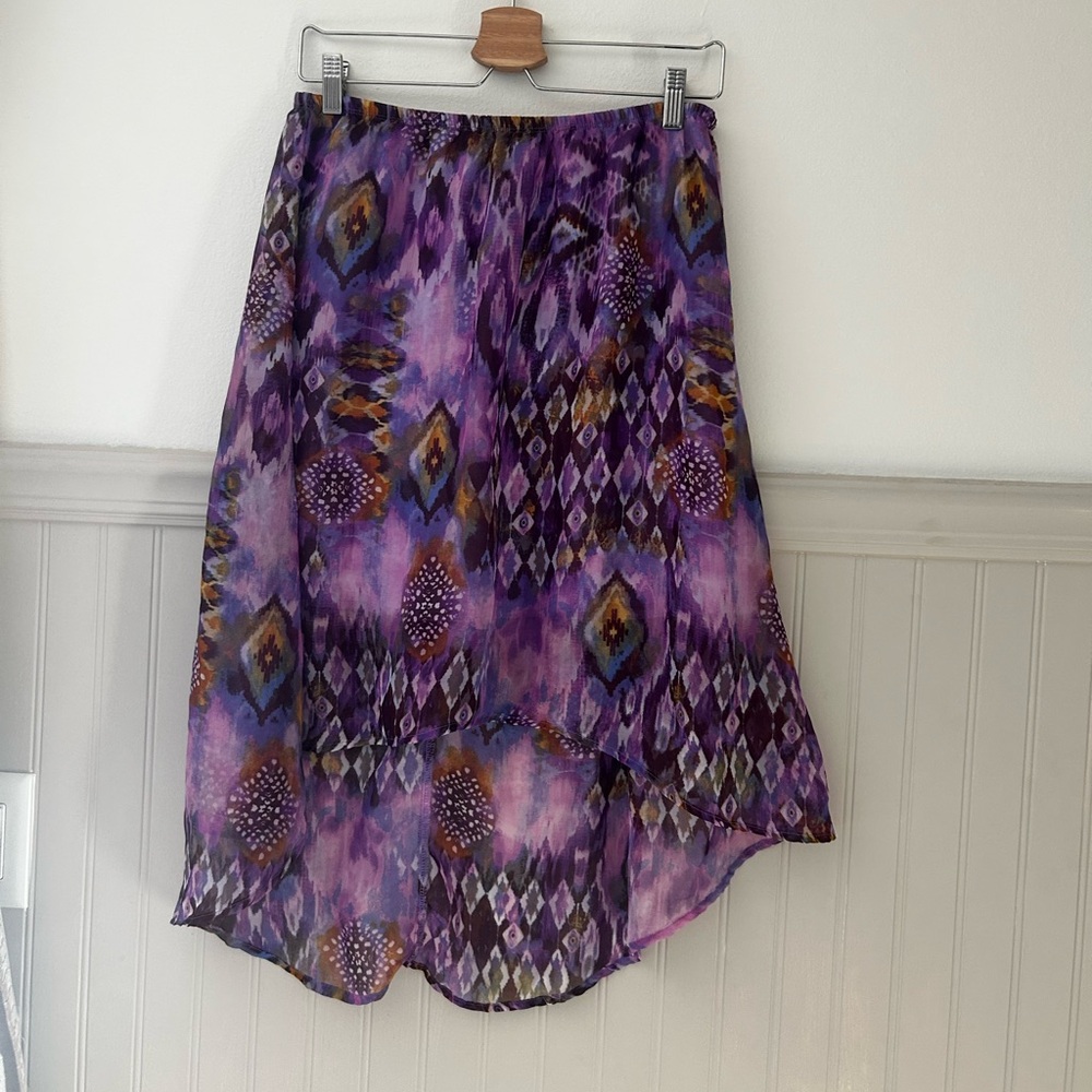 Y2K Knitworks XL Purple Multicolor High Low Flowy Skirt